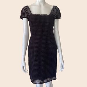Milly Sundial Black Lace Sheath Cocktail Dress Size 6